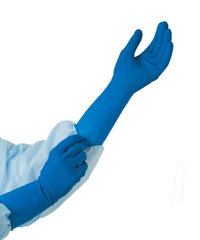 Tidi Products Tidishield Exam Glove TidiShield X-Large NonSterile Latex Extended Cuff Length Textured Fingertips Blue Not Chemo Approved - BS0480-15