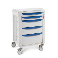 Flexline - Storage Narrow Cart and Drawers 42 Inch Cart Slate Blue 2 to 3 Inch, 2 to 6 Inch, 1 to 9 Inch Drawer - FLNK22100