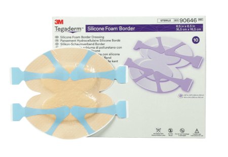 3M Tegaderm Silicone Foam Dressing 6 X 6 Inch Heel / Contour Silicone Adhesive with Border Sterile - 90646