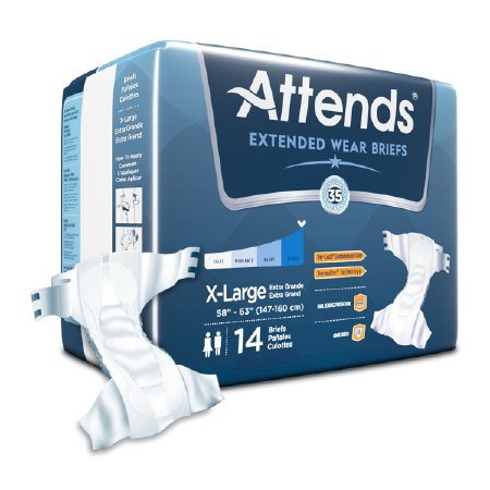 Attends Healthcare Products Attends Extended Wear Adult Incontinent Brief Tab Closure X-Large Disposable Heavy Absorbency - DDEW40
