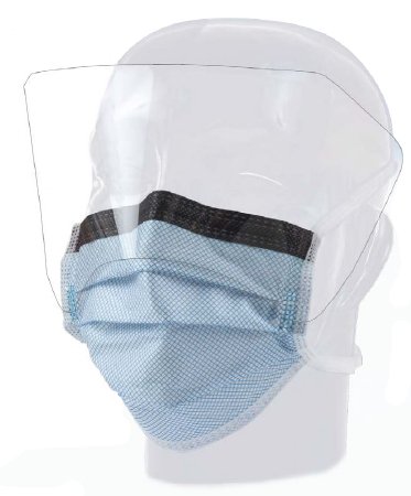 FluidGard 160 - Surgical Mask with Eye Shield Anti-fog Foam Pleated Tie Closure One Size Fits Most Blue Diamond NonSterile ASTM Level 3 Adult - 15331