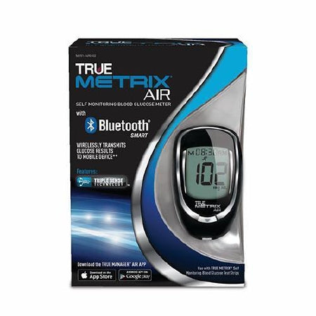 Nipro Diagnostics True Metrix AIR BlueTooth Blood Glucose Meter 4 Seconds Stores Up To 1000 Results, 7, 14, and 30-Day Averaging No Coding - REA4H01-40
