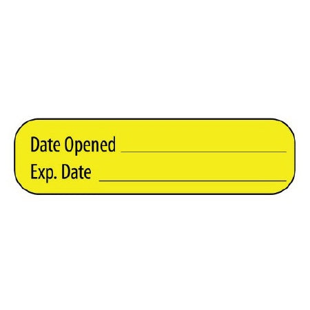 MedVision - Pre-Printed / Write On Label Advisory Label Yellow Paper Date Opened/Exp. Date Black Quality Control Label 3/8 X 1-7/16 Inch - MV02SY8807