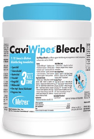 Metrex Research CaviWipes Bleach Surface Disinfectant Cleaner Alcohol Based Wipe 90 Count Canister Disposable Alcohol Scent - 13-9100