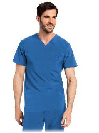 Landau Uniforms Scrub Shirt Large Royal Blue 1 Pocket Male - 4142BEFSLGE