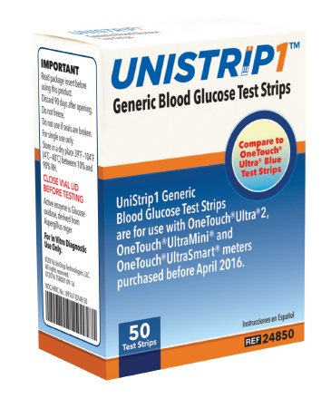 Strategic Products Group Inc Unistrip Generic Blood Glucose Test Strip 50 Test Strips per Box - 89167024850