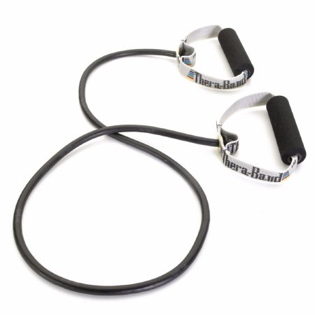 TheraBand - Exercise Resistance Tubing with Handles Black 50 Inch Length X-Heavy Resistance - 081707512