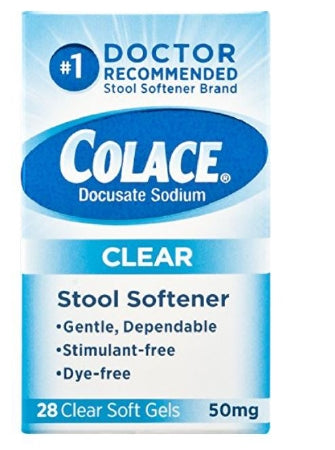 Emerson Healthcare Colace Clear Stool Softener Capsule 28 per Bottle 50 mg Strength Docusate Sodium - 67618011128