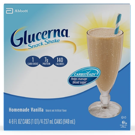 Abbott Nutrition Glucerna Snack Shake Oral Supplement Homemade Vanilla Flavor 8 oz. Can Ready to Use - 59856