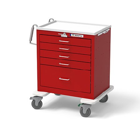 Waterloo Industries - Emergency Cart Steel 24.5 X 29 X 37.5 Inch Red 16.5 X 22 Inch, (4) 3 Inch, (1) 9 Inch Drawers - USRLU-33339-RED
