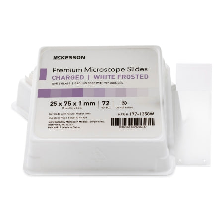 McKesson - Charged Microscope Slide 25 X 75 X 1 mm White Frosted End - 177-1358W