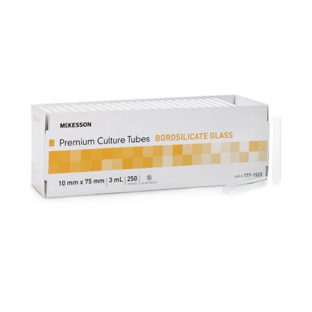 McKesson - Test Tube Round Bottom Plain 10 X 75 mm 3 mL Without Color Coding Without Closure Glass Tube - 177-1503