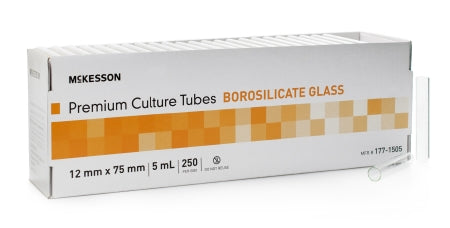 McKesson McKesson Culture Tube Round Bottom Plain 12 X 75 mm 5 mL Without Color Coding Without Closure Glass Tube - 177-1505