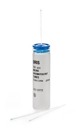 McKesson McKesson Capillary Blood Collection Tube Micro-hematocrit Plain 1.1 X 75 mm 75 µL Blue Stripe Without Closure Glass Tube - 177-51602