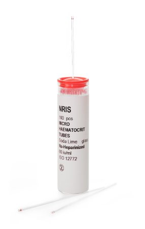 McKesson McKesson Capillary Blood Collection Tube Micro-hematocrit Sodium Heparin Additive 1.1 X 75 mm 75 µL Red Stripe Without Closure Glass Tube - 177-51613