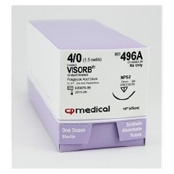 C.P. Medical Suture 4-0 Polyglycolic Acid Nps-2 Visorb Undyed 18" Braid 12/Bx - 496A