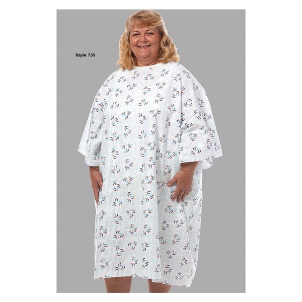 Fashion Seal Gown Patient Polyester / Cotton Sheeting 47" Unsx Rndrp Bck Ovrlp Adlt Ea - 735