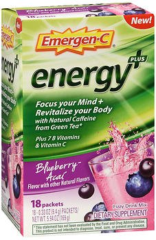 Emergen-C Energy Plus - Oral Supplement Blueberry Acai Flavor Powder 0.33 oz. Individual Packet - 07631451018