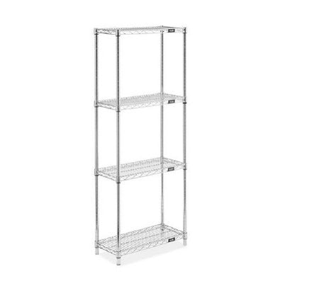 Uline Wire Shelving Unit 4 Shelves Adjustable Chrome-Plated Carbon Steel - H-2941-72