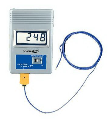 VWR International VWR Traceable Pocket Thermometer Celsius -58° to 1382° F (-50° to 750° C) Type K Beaded Probe Battery Operated - 21800-072