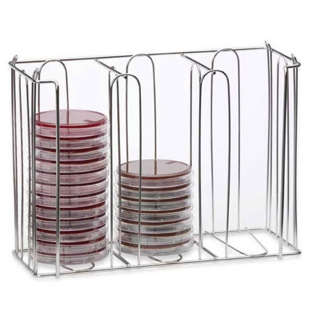 Market Lab Inc MarketLab Media Plate Holder Rack 4-1/2 X 8-3/4 X 12-1/4 Inch Silver Stainless Steel 39 Plates - L9221