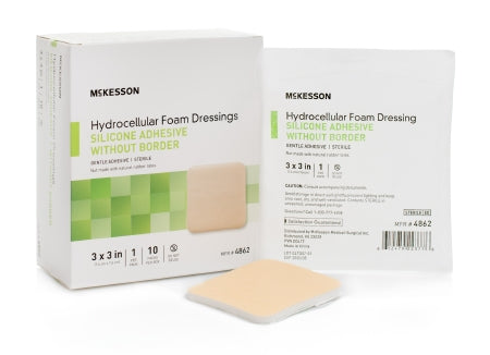 McKesson McKesson Silicone Foam Dressing 3 X 3 Inch Square Silicone Gel Adhesive without Border Sterile - 4862