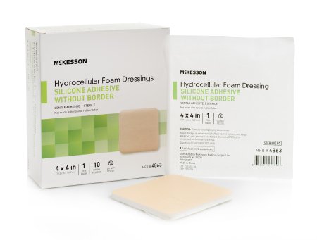 McKesson McKesson Silicone Foam Dressing 4 X 4 Inch Square Silicone Gel Adhesive without Border Sterile - 4863