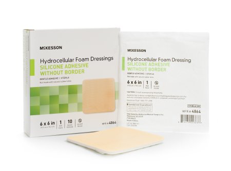 McKesson McKesson Silicone Foam Dressing 6 X 6 Inch Square Silicone Gel Adhesive without Border Sterile - 4864