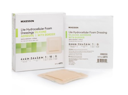 McKesson McKesson Lite Thin Silicone Foam Dressing 4 X 4 Inch Square Silicone Gel Adhesive with Border Sterile - 4873
