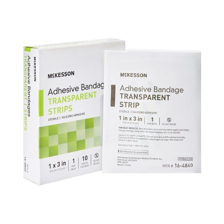 McKesson - Adhesive Strip 1 X 3 Inch Silicone Rectangle Sheer Sterile - 16-4840