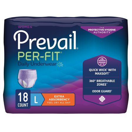 Prevail Per-Fit Women - Female Adult Absorbent Underwear Pull On with Tear Away Seams Large Disposable Moderate Absorbency - PFW-513