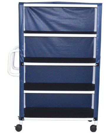 MJM International - Linen Cart with Cover 4 Shelves 125 lbs. per Shelf Weight Capacity PVC 3 Inch Twin Casters - 345-4C-3