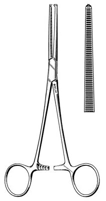 Sklar - Hemostatic Forceps Rochester-Ochsner 9 Inch Length OR Grade Stainless Steel NonSterile Finger Ring Handle Straight Serrated Tips with 1 X 2 Teeth - 17-2885