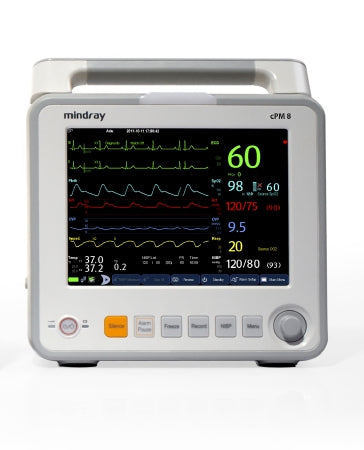Mindray USA CPM 8 Patient Monitor 3 or 5-Lead ECG, Masimo SET SpO2, NIBP, Respiration, Temperature, Integrated Recorder, Arrhythmia Analysis with Atrial Fibrillation Detection and QT/QTc Monitoring 110 VAC/Battery - 121-001363-00
