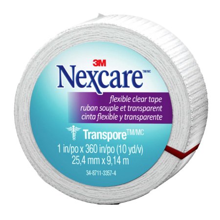 Nexcare Transpore - Medical Tape Water Resistant Plastic 1 Inch X 10 Yard Transparent NonSterile - 527-P1