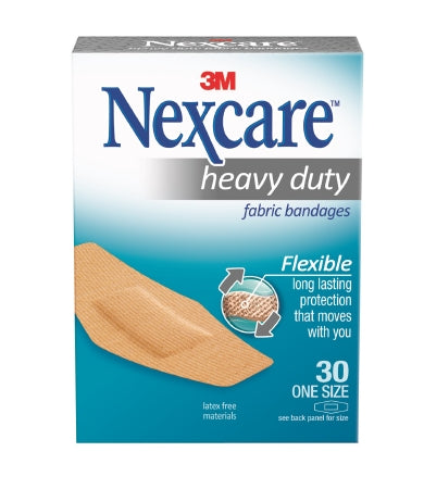 3M Nexcare Heavy Duty Adhesive Strip 1 X 3 Inch Fabric Rectangle Tan Sterile - 664-30PB