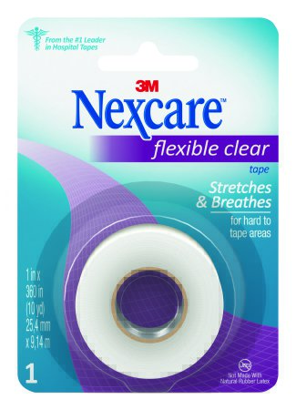 Nexcare Flexible - Medical Tape Water Resistant Stretchy Fabric 1 Inch X 10 Yard Clear NonSterile - 771-1PK