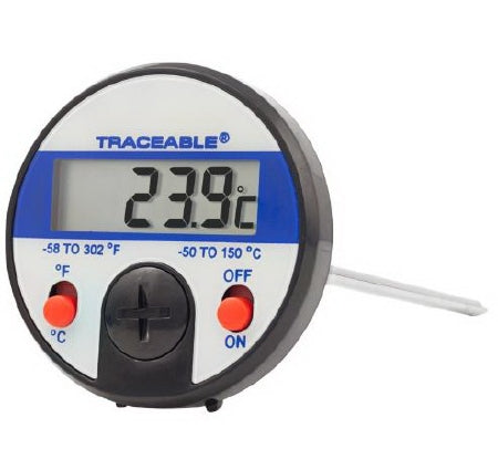 Control 3 Holdings LLC Traceable Digital Thermometer Fahrenheit / Celsius -58° to 302°F (-50° to 150°C) Stainless Steel Probe Battery Operated - 4049