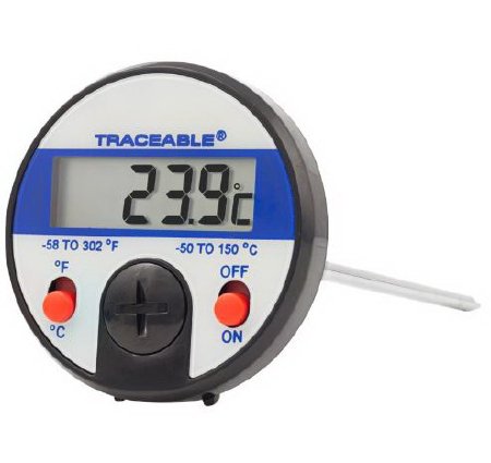 Traceable - Dial Thermometer Fahrenheit / Celsius -58° to 302°F (-50° to 150°C) Stainless Steel Probe Battery Operated - 98767-22