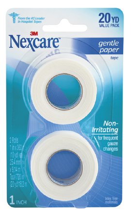 Nexcare Gentle - Medical Tape Skin Friendly Paper 1 Inch X 10 Yard White NonSterile - 781-2PK