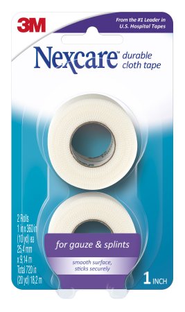 Nexcare Durable Cloth - Medical Tape Breathable Silk-Like Cloth 1 Inch X 10 Yard White NonSterile - 791-2PK