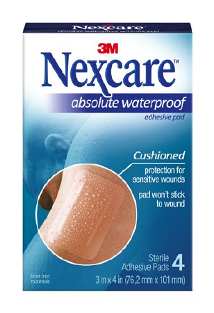 3M Nexcare Absolute Waterproof Adhesive Strip 3 X 4 Inch Foam Rectangle Tan Sterile - AWP34