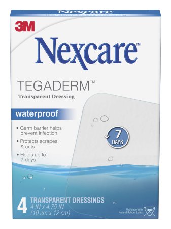 3M Nexcare Tegaderm Transparent Dressing Rectangle 4 X 4-3/4 Inch 2 Tab Delivery Without Label Sterile - H1626