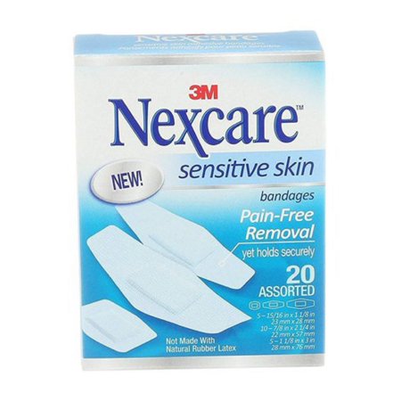 Nexcare Sensitive Skin - Adhesive Strip 7/8 X 1-1/4 Inch / 1-1/8 X 3 Inch / 15/16 X 1 - 1/8 Inch Silicone Rectangle White Sterile - SSB-20A