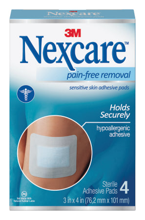 3M Nexcare Sensitive Skin Adhesive Strip 3 X 4 Inch Plastic Rectangle White Sterile - SSD34