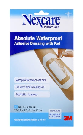3M Nexcare Absolute Waterproof Adhesive Dressing 6 X 8 Inch Plastic Rectangle Tan Sterile - W3590