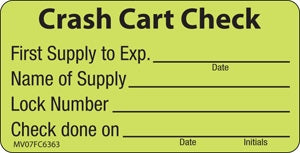 Precision Dynamics MedVision Crash Cart Label 2-15/16 X 1-1/2 Inch Fluorescent Chartreuse - V07FC6363