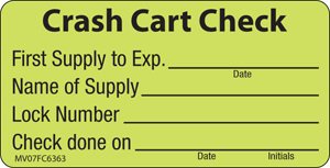 MedVision - Crash Cart Label 2-15/16 X 1-1/2 Inch Fluorescent Chartreuse - MV07FC6363