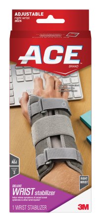3M ACE - Wrist Brace 3M Ace Aluminum / Nylon / Polyester / Polypropylene / Polyurethane / Spandex Right Hand Gray One Size Fits Most - 205278