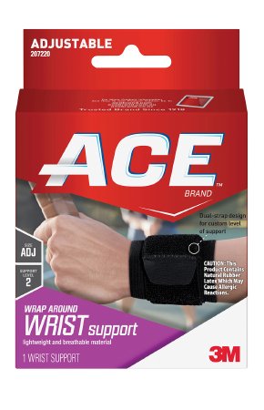 3M ACE - Wrist Support 3M Ace Low Profile / Wraparound Cotton / Nylon / Polyester / Polyurethane Foam / Rubber Latex Left or Right Hand Black One Size Fits Most - 207220